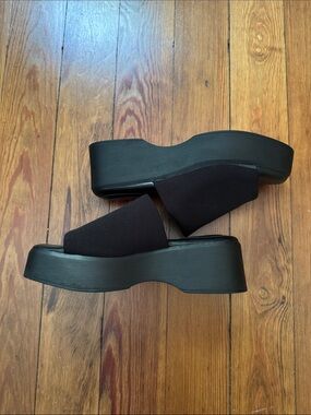 Maurices Black Platform Slide Sandals